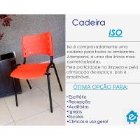 Kit 4 Cadeiras Iso Para Escola Escritório Comércio Laranja Base Preta - 2