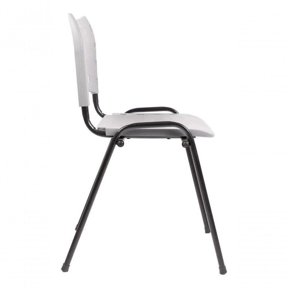 Kit 6 Cadeiras Iso Para Escola Escritório Comércio Cinza Base Preta - 3