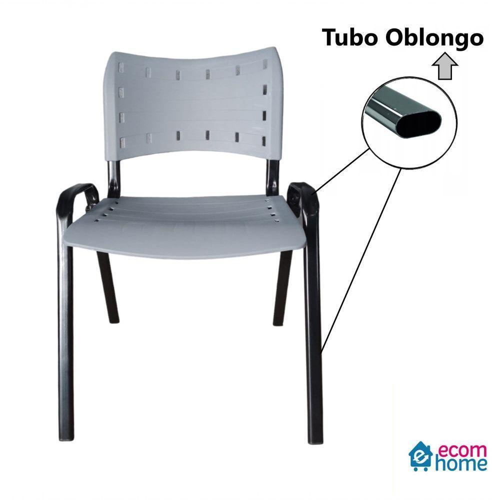 Kit 6 Cadeiras Iso Para Escola Escritório Comércio Cinza Base Preta - 4