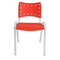 Kit 7 Cadeiras Iso Para Escola Escritório Comércio Vermelha Base Branca - 5