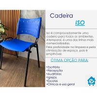 Kit 7 Cadeiras Iso Para Escola Escritório Comércio Azul Base Preta - 7