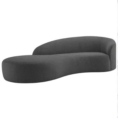 Divã Recamier Orgânico França 180cm Lado Esquerdo Linho Cinza Escuro