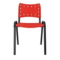 Kit 7 Cadeiras Iso Para Escola Escritório Comércio Vermelha Base Preta - 5