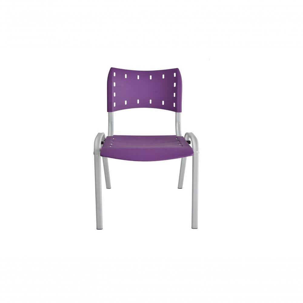 Kit 6 Cadeiras Iso Para Escola Escritório Comércio Roxo Base Branca - 5