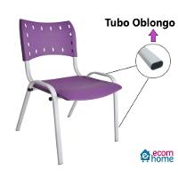 Kit 6 Cadeiras Iso Para Escola Escritório Comércio Roxo Base Branca