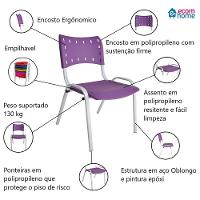 Kit 6 Cadeiras Iso Para Escola Escritório Comércio Roxo Base Branca - 7