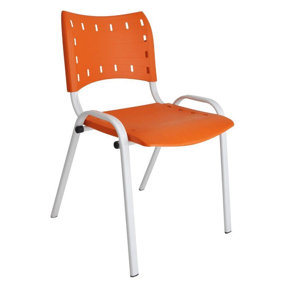 Kit 4 Cadeiras Iso Para Escola Escritório Comércio Laranja Base Branca - 7