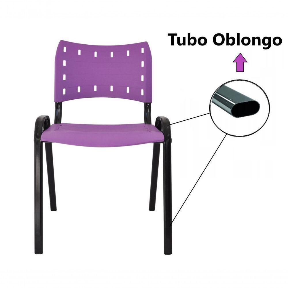 Kit 5 Cadeiras Iso Para Escola Escritório Comércio Roxo Base Preta - 2