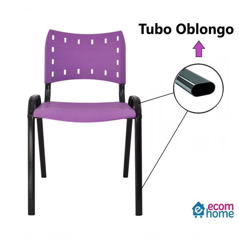 Kit 4 Cadeiras Iso Para Escola Escritório Comércio Roxo Base Preto - 3