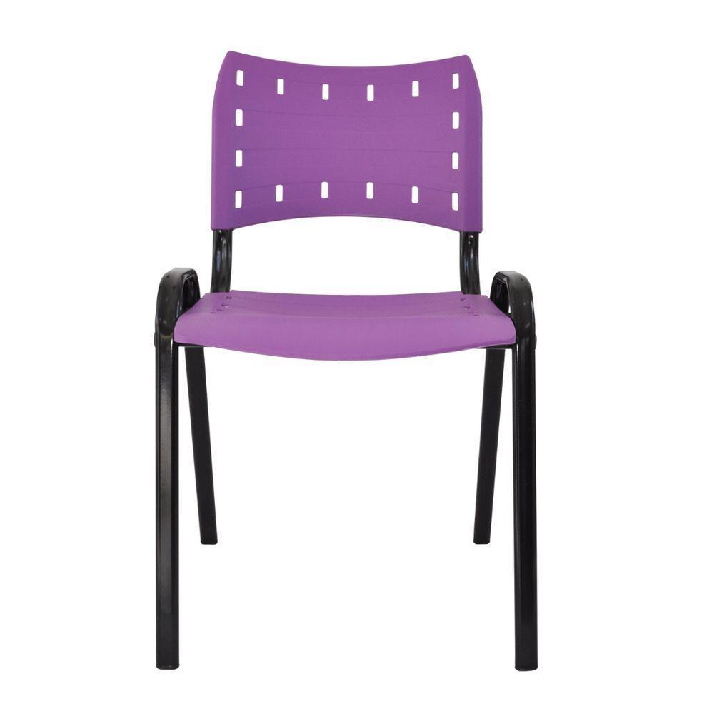 Kit 4 Cadeiras Iso Para Escola Escritório Comércio Roxo Base Preto - 7