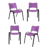 Kit 4 Cadeiras Iso Para Escola Escritório Comércio Roxo Base Preto - 1