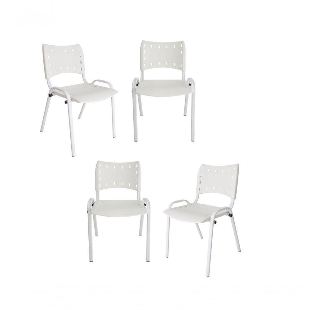 Kit 4 Cadeiras Iso Para Escola Escritório Comércio Branca Base Branca - 1