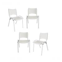 Kit 4 Cadeiras Iso Para Escola Escritório Comércio Branca Base Branca - 1