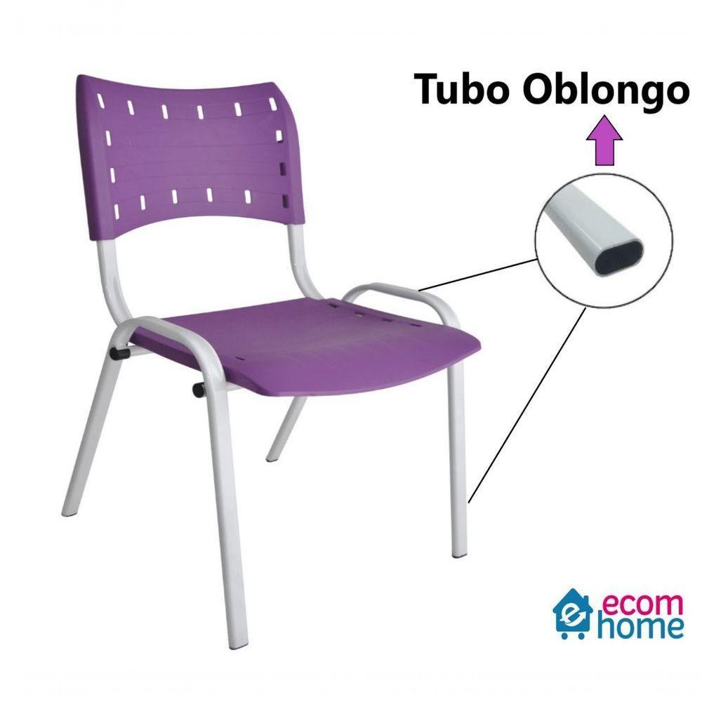 Kit 4 Cadeiras Iso Para Escola Escritório Comércio Roxo Base Branca - 2