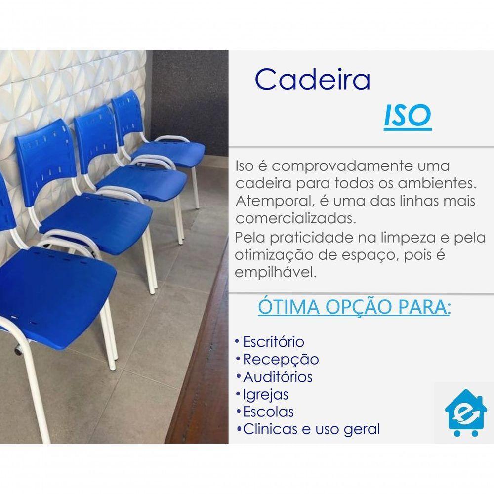 Kit 5 Cadeiras Iso Para Escola Escritório Comércio Azul Base Branca - 2