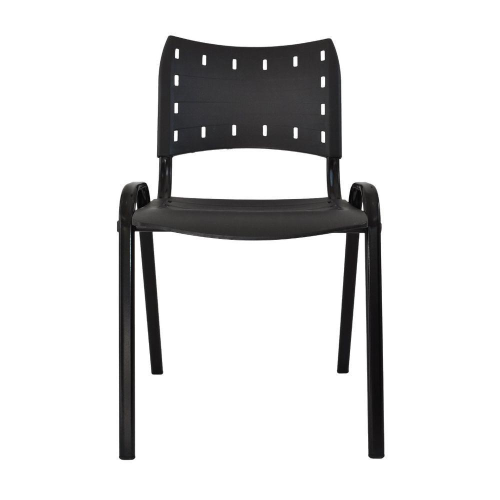 Kit 6 Cadeiras Iso Para Escola Escritório Comércio Preta Base Preta - 5