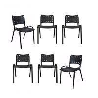 Kit 6 Cadeiras Iso Para Escola Escritório Comércio Preta Base Preta - 1
