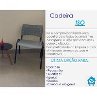 Kit 4 Cadeiras Iso Para Escola Escritório Comércio Cinza Base Preta - 5