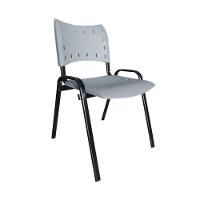 Kit 4 Cadeiras Iso Para Escola Escritório Comércio Cinza Base Preta - 6