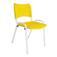Kit 5 Cadeiras Iso Para Escola Escritório Comércio Amarela Base Branca - 7
