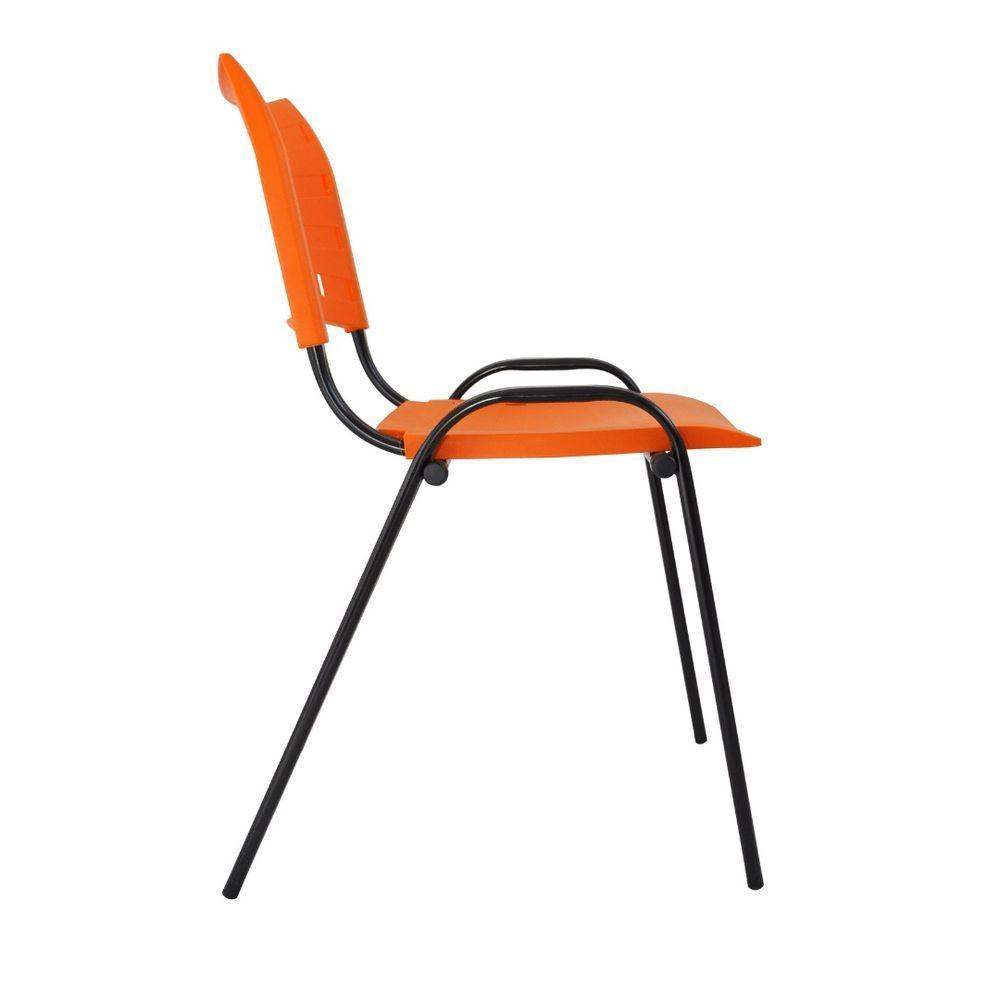 Kit 6 Cadeiras Iso Para Escola Escritório Comércio Laranja Base Preta - 4