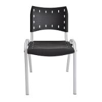 Kit 6 Cadeiras Iso Para Escola Escritório Comércio Preta Base Branca - 6