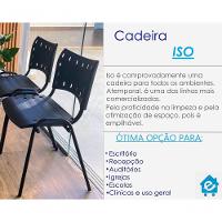 Kit 5 Cadeiras Iso Para Escola Escritório Comércio Preta Base Branca