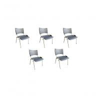 Kit 5 Cadeiras Iso Para Escola Escritório Comércio Cinza Base Branca - 1