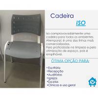 Kit 5 Cadeiras Iso Para Escola Escritório Comércio Cinza Base Branca