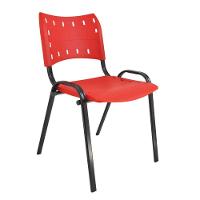 Kit 5 Cadeiras Iso Para Escola Escritório Comércio Vermelha Base Preta - 6
