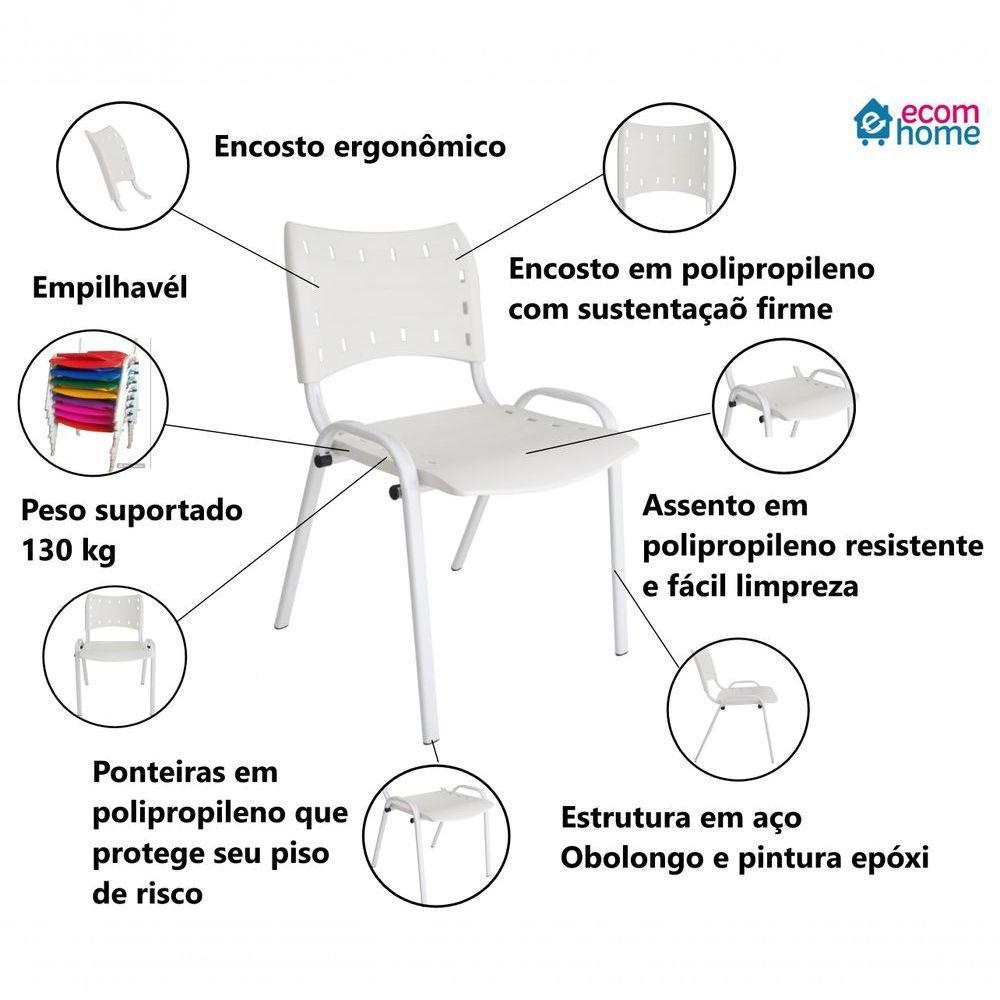 Kit 3 Cadeiras Iso Para Escola Escritório Comércio Branca Base Branca - 4
