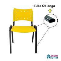 Kit 4 Cadeiras Iso Para Escola Escritório Comércio Amarela Base Preta - 9