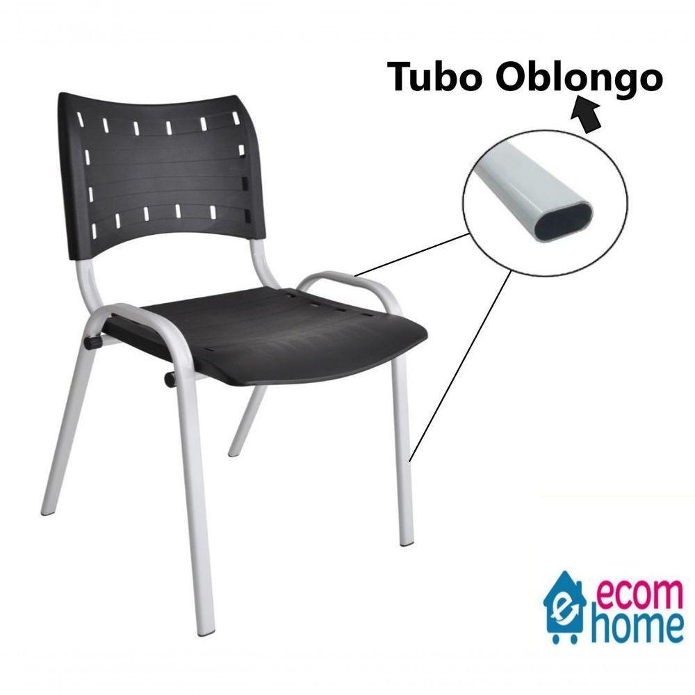 Kit 4 Cadeiras Iso Para Escola Escritório Comércio Preto Base Branco - 4