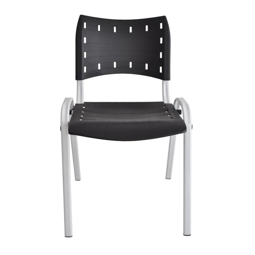 Kit 4 Cadeiras Iso Para Escola Escritório Comércio Preto Base Branco - 7