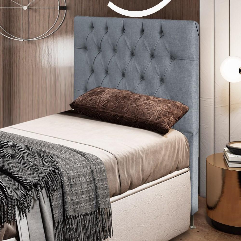 Cabeceira Cama Box Solteiro 90cm Diamante D10 Linho Cinza - 5