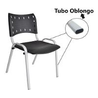 Kit 3 Cadeiras Iso Para Escola Escritório Comércio Preto Base Branca - 3