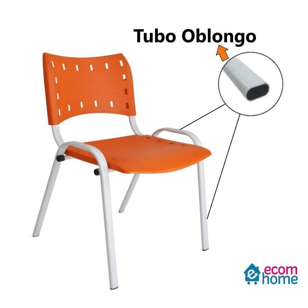 Kit 3 Cadeiras Iso Para Escola Escritório Comércio Laranja Base Branca - 4