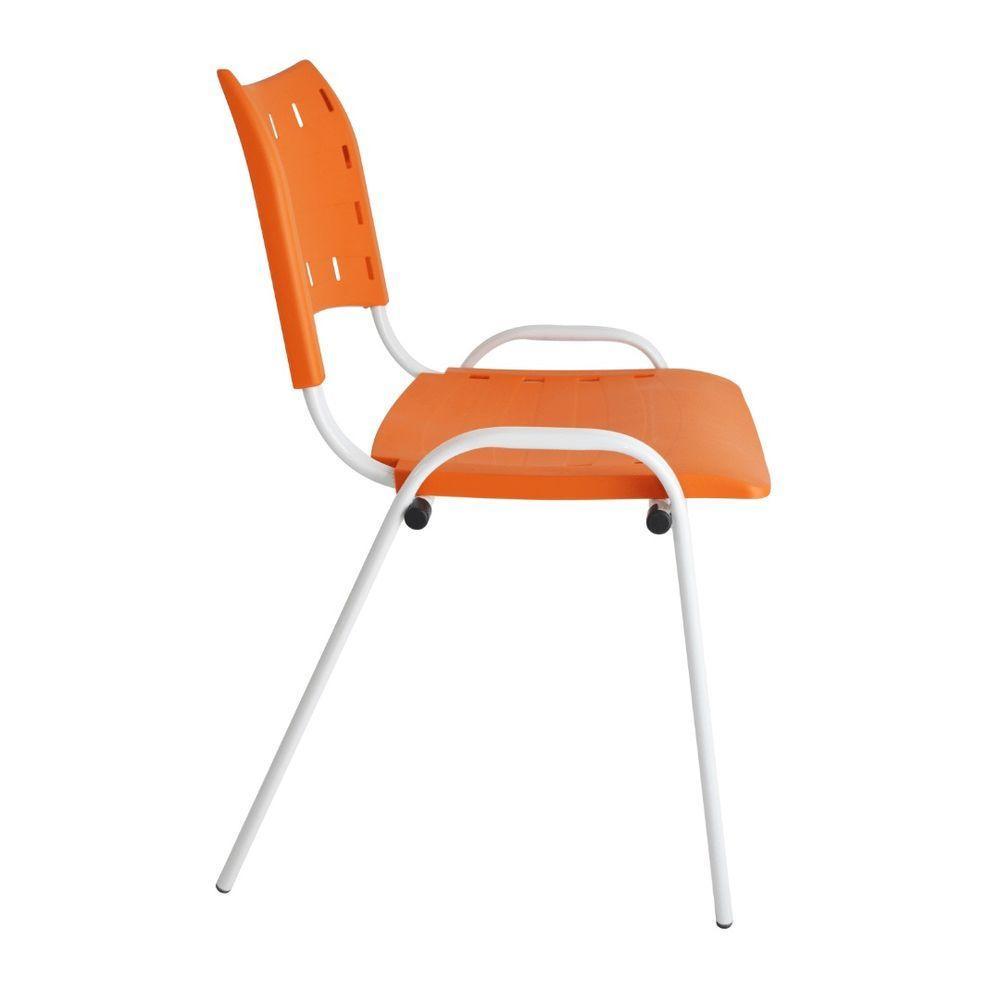 Kit 3 Cadeiras Iso Para Escola Escritório Comércio Laranja Base Branca - 6
