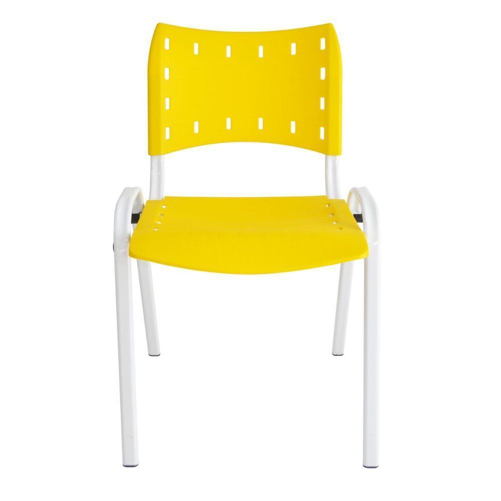 Kit 4 Cadeiras Iso Para Escola Escritório Comércio Amarela Base Branca - 8