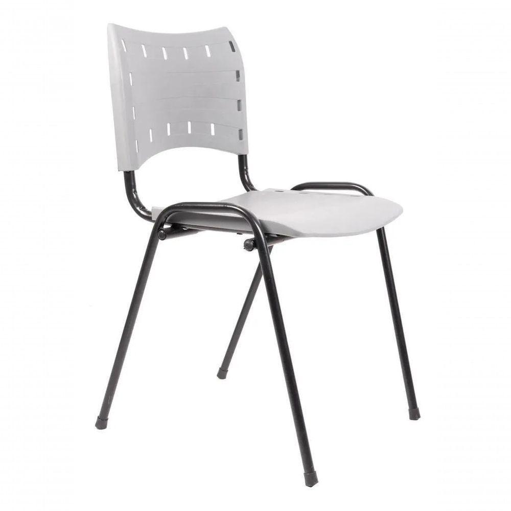 Kit 3 Cadeiras Iso Para Escola Escritório Comércio Cinza Base Preto - 6