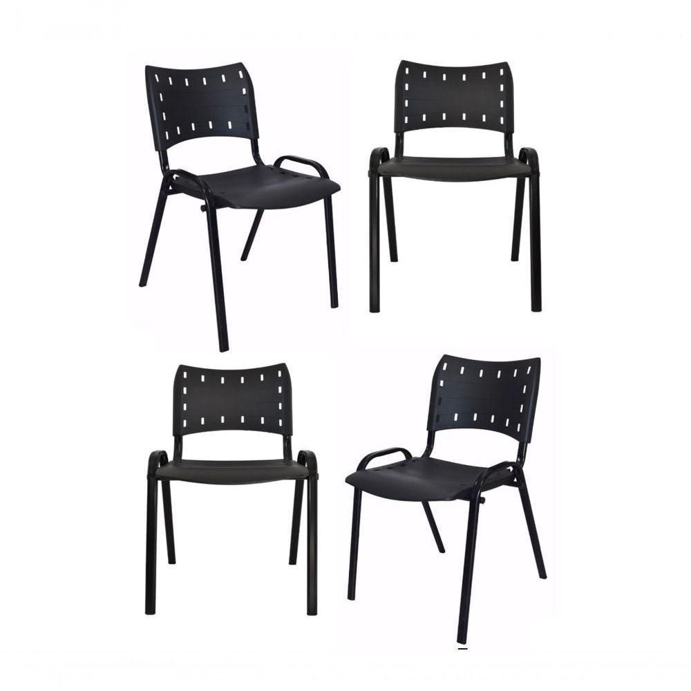 Kit 4 Cadeiras Iso Para Escola Escritório Comércio Preto Base Preto - 1