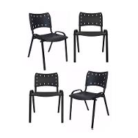 Kit 4 Cadeiras Iso Para Escola Escritório Comércio Preto Base Preto - 1