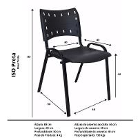 Kit 4 Cadeiras Iso Para Escola Escritório Comércio Preto Base Preto