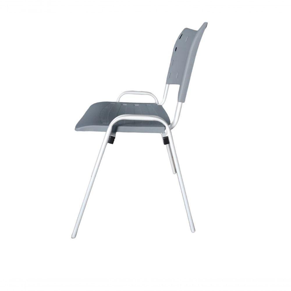 Kit 4 Cadeiras Iso Para Escola Escritório Comércio Cinza Base Branca - 8