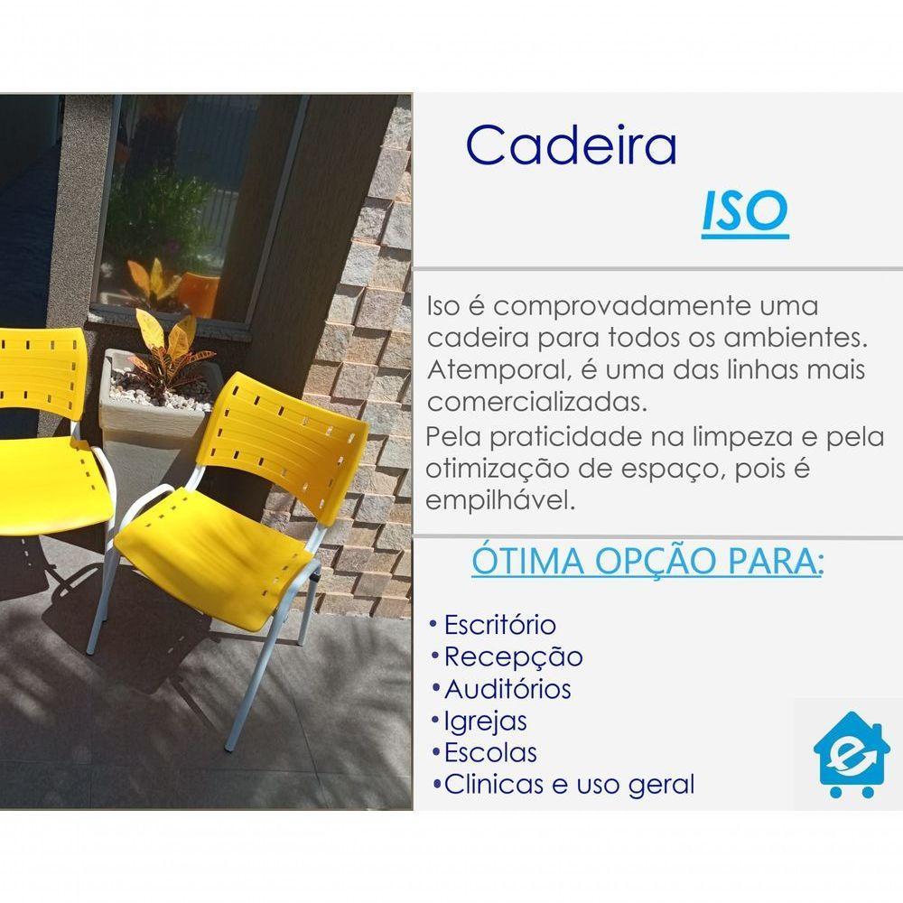 Kit 6 Cadeiras Iso Para Escola Escritório Comércio Amarela Base Branca - 7
