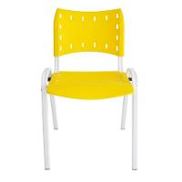 Kit 6 Cadeiras Iso Para Escola Escritório Comércio Amarela Base Branca - 6