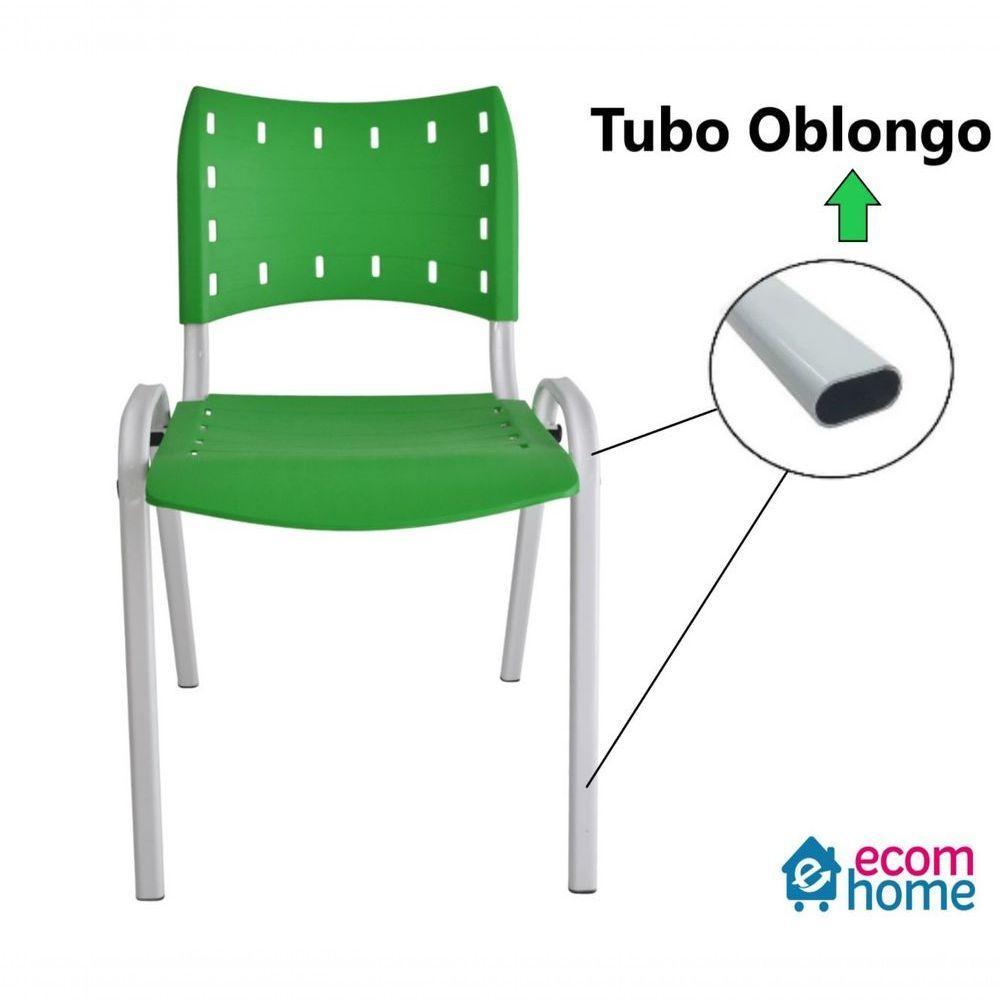 Kit 6 Cadeiras Iso Para Escola Escritório Comércio Verde Base Branca - 3