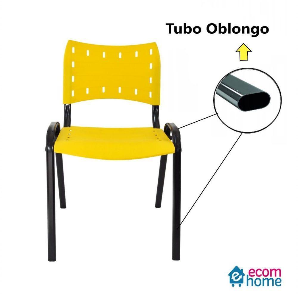 Kit 5 Cadeiras Iso Para Escola Escritório Comércio Amarela Base Preta - 4