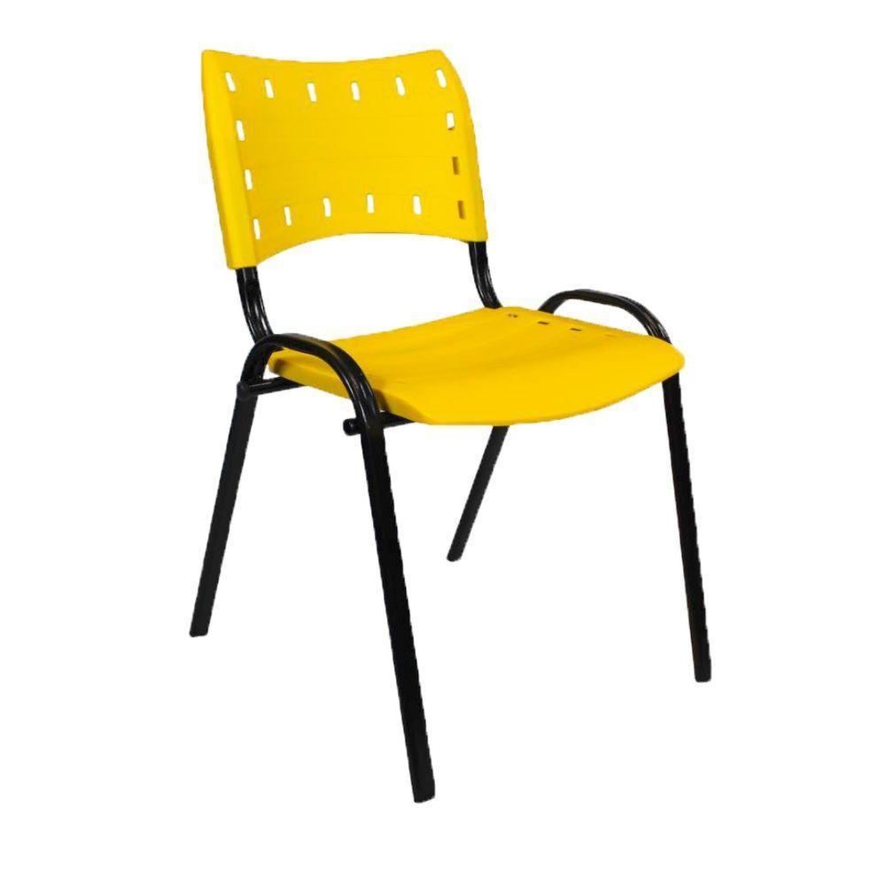 Kit 5 Cadeiras Iso Para Escola Escritório Comércio Amarela Base Preta - 7