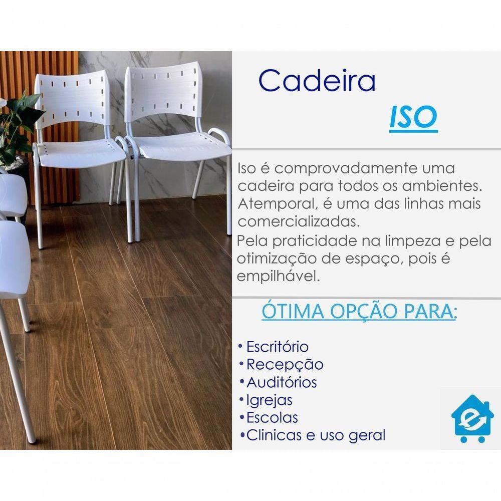 Kit 5 Cadeiras Iso Para Escola Escritório Comércio Branca Base Branca - 2